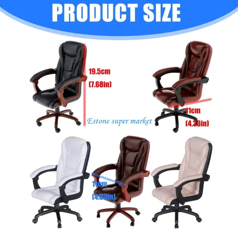 090B كرسي تنفيذي دوار احترافي لملحقات عرض مشهد بيت الدمية 1/6 #6