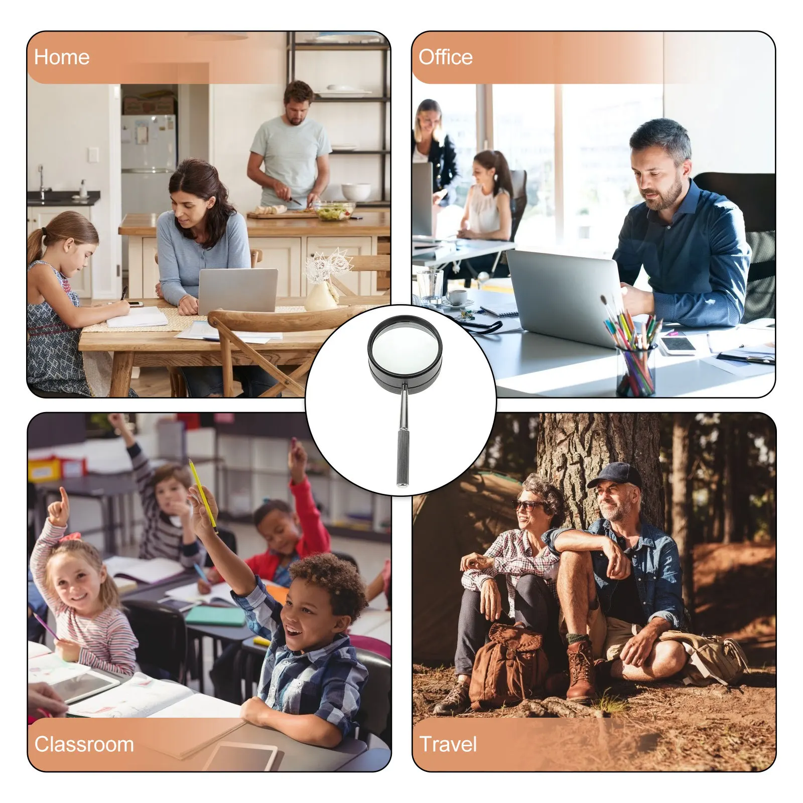 

50mm Clear View Magnifying Glass Ergonomic Handle Portable Lightweight Great for Reading Crossword Game Stamps Coins Watch