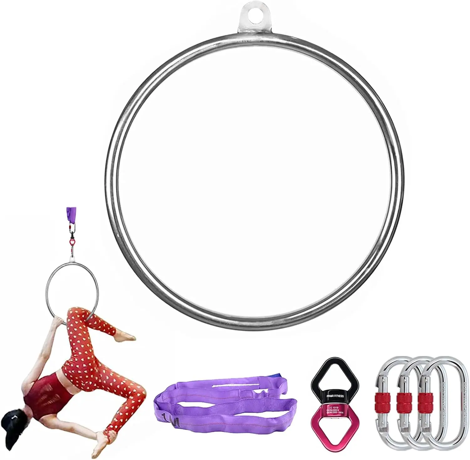 High Quality 40cm Single Point Stainless Steel  Aerial Lyra Hoop Dance Hoop for Acrobatics Circus Aerial Lyra Hoop Set