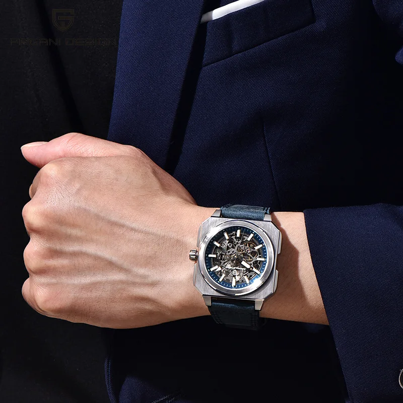 PAGANI DESIGN 1791 nouveau rétro 38mm carré cadran lumineux 50m étanche conception creuse hommes mécanique automatique montre de luxe cadeau