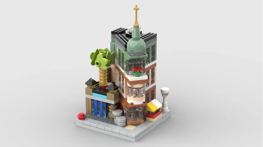 Moc Mini Modular Buildings Street Views Jazz Club Green Grocer Brick Bank Cafe Paris Restaurant Toys For Children Christmas Gift