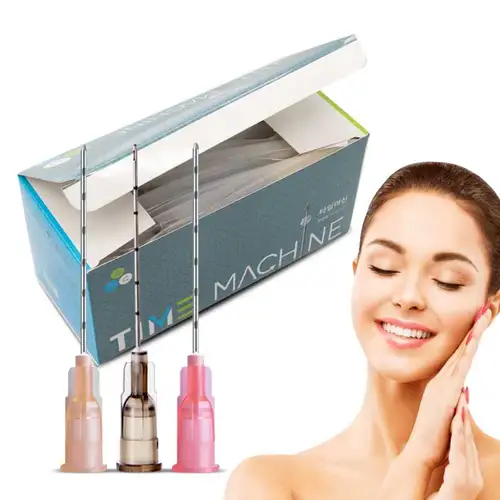 Imagen 1 del producto Microcánula médica estéril, 25g, 50mm, 70mm, punta roma, microcanula con aguja para rellenos de ácido hialurónico inyecibles