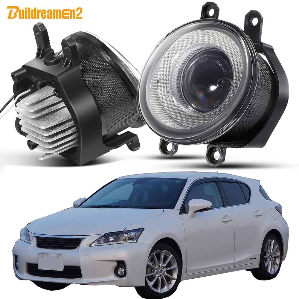 

2 X Car Right + Left Fog Light Assembly 40W 4000LM LED Lens Angel Eye DRL Daytime Running Lamp 12V For Lexus CT200h 2011-2016