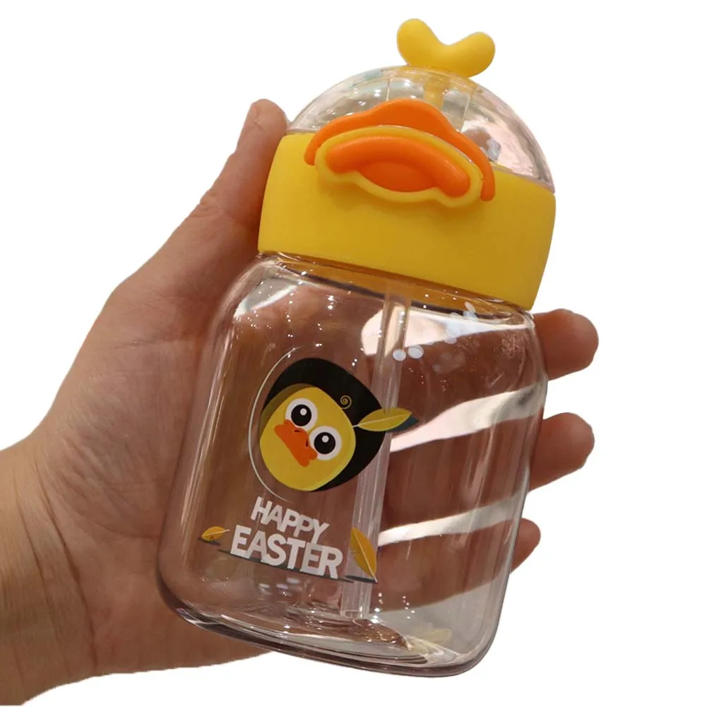 300ml Water Bottle With Straw Portable Travel Bottle Kindergarten Anti Drop Summer Cold Water Animal Water Bottle