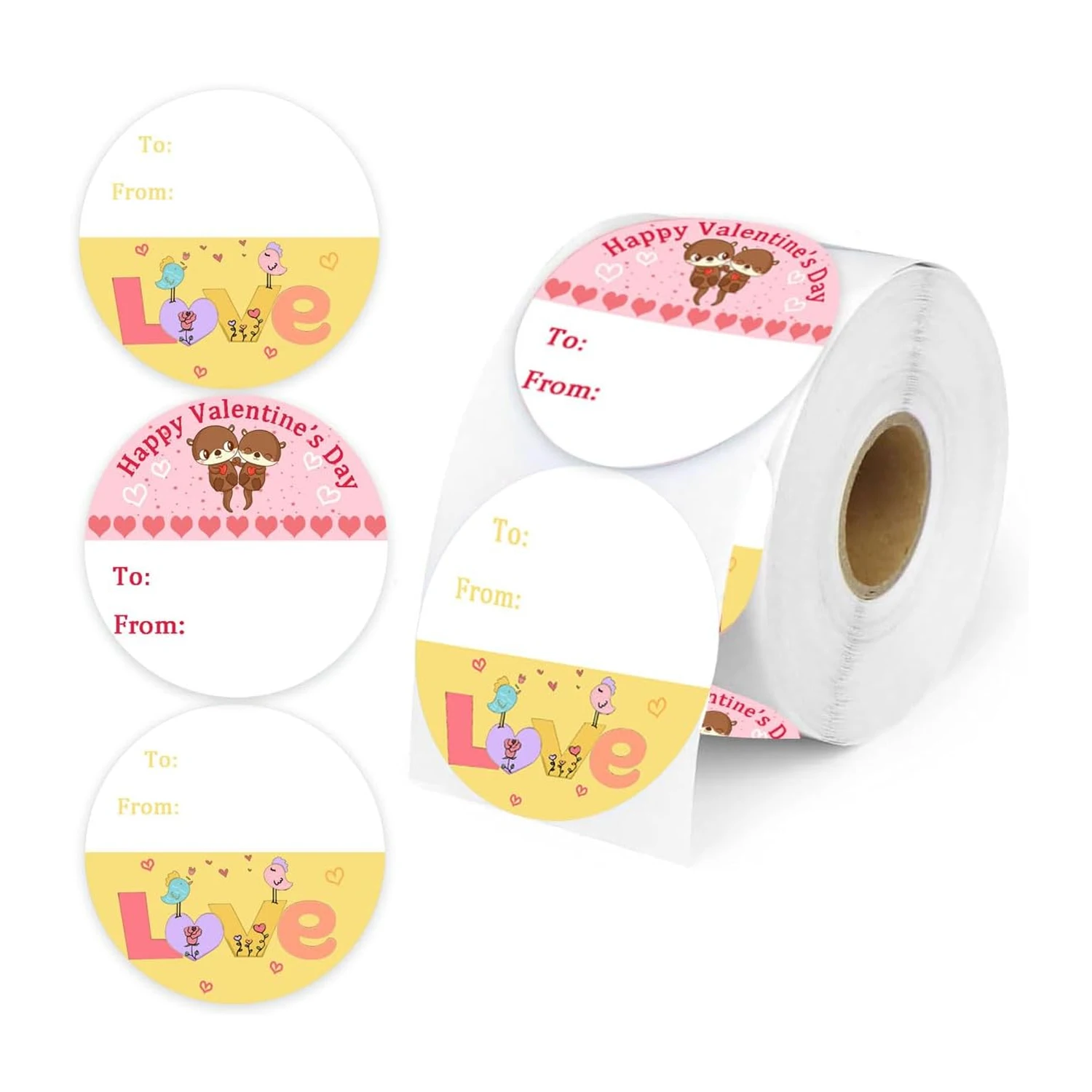 

Valentines Day Gift Stickers,Happy Valentine's Day Stickers,2 Inch Valentines Day to from Stickers,Cute Animal Stickers