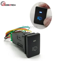 Blue Led Light Headlight Washer Push Switch 4 Wire Button For Toyota Camry Prius Corolla Headlamp Cleaning Switch DC12V