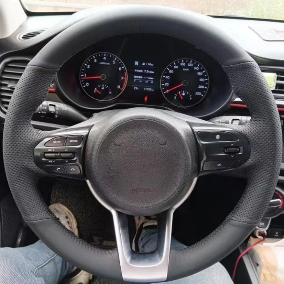 Auto Lenkrad Abdeckung Kunstleder Atmungsaktiv Für Kia Rio Rio5 K2 Picanto Morgen 2017-2019 Lenkrad Flechten abdeckung – Detail 1