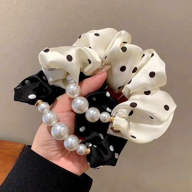 Elastici per capelli con perle a pois da donna Fasce per capelli alla moda Fasce elastiche Accessori per capelli