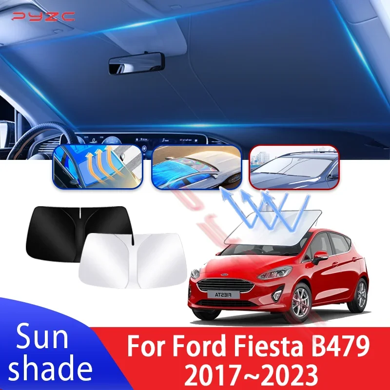 

Car Sun Visor For Ford Fiesta B479 2017~2023 2021 2022 MK7 Auto Front Windshield Sunshade Heat Insulation Summer Accessories