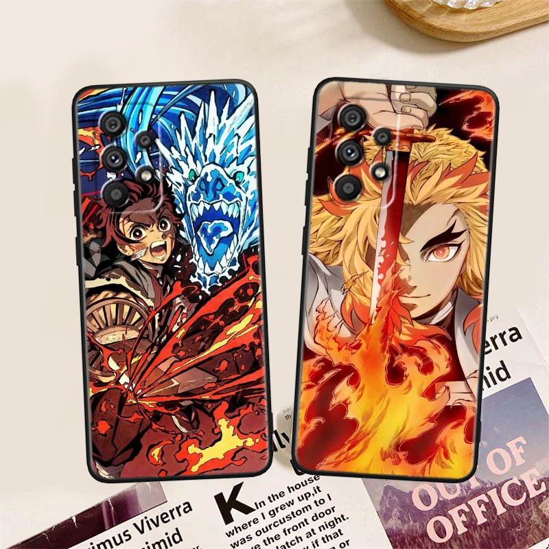 Demon Slayer Tanjirou For Samsung A53 A52 A33 A32 A51 A71 A21S A13 A73 A50 A22 A23 A03 A72 A54 A12 5G Black Phone Case