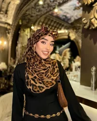 레오파드 무늬 히잡 프리미엄 패션 코튼 보일 히잡, 이슬람 중동 하이 퀄리티, 무슬림 여성, 180x75cm