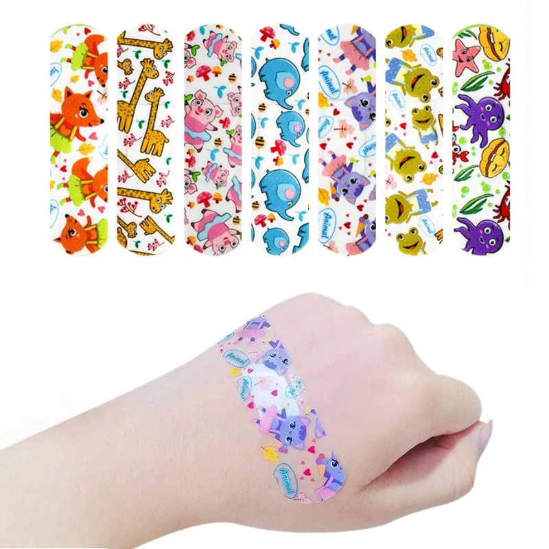 

100 шт./компл., милые пластыри с героями мультфильмов для полосок первой помощи, Ins Kawaii, пластырь для повязки на рану, водонепроницаемые клейкие бинты
