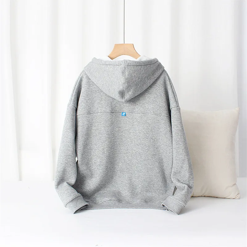 New Winter Korean Version Children's Fleece Warm Sweatshirt With Pocket Letter Hooded Boys Thicken Long Sleeve Pullover Coat