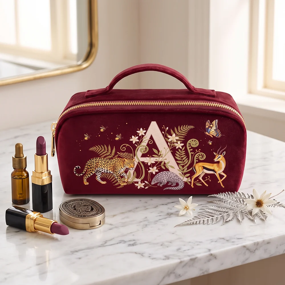 Vintage-Tasche im Traumstil für Damen, Samtbeutel mit Imitationsstickerei, ideal zur Aufbewahrung von Kosmetik und als Reise-Organizer für Frauen. – Detail 4