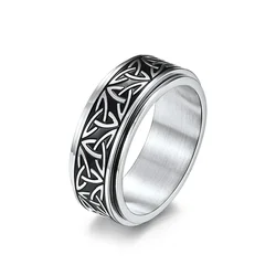Men's Stainless Steel Celtic Triangle Knot Ring Rotatable Rotating Ring Unisex Decompression Ring