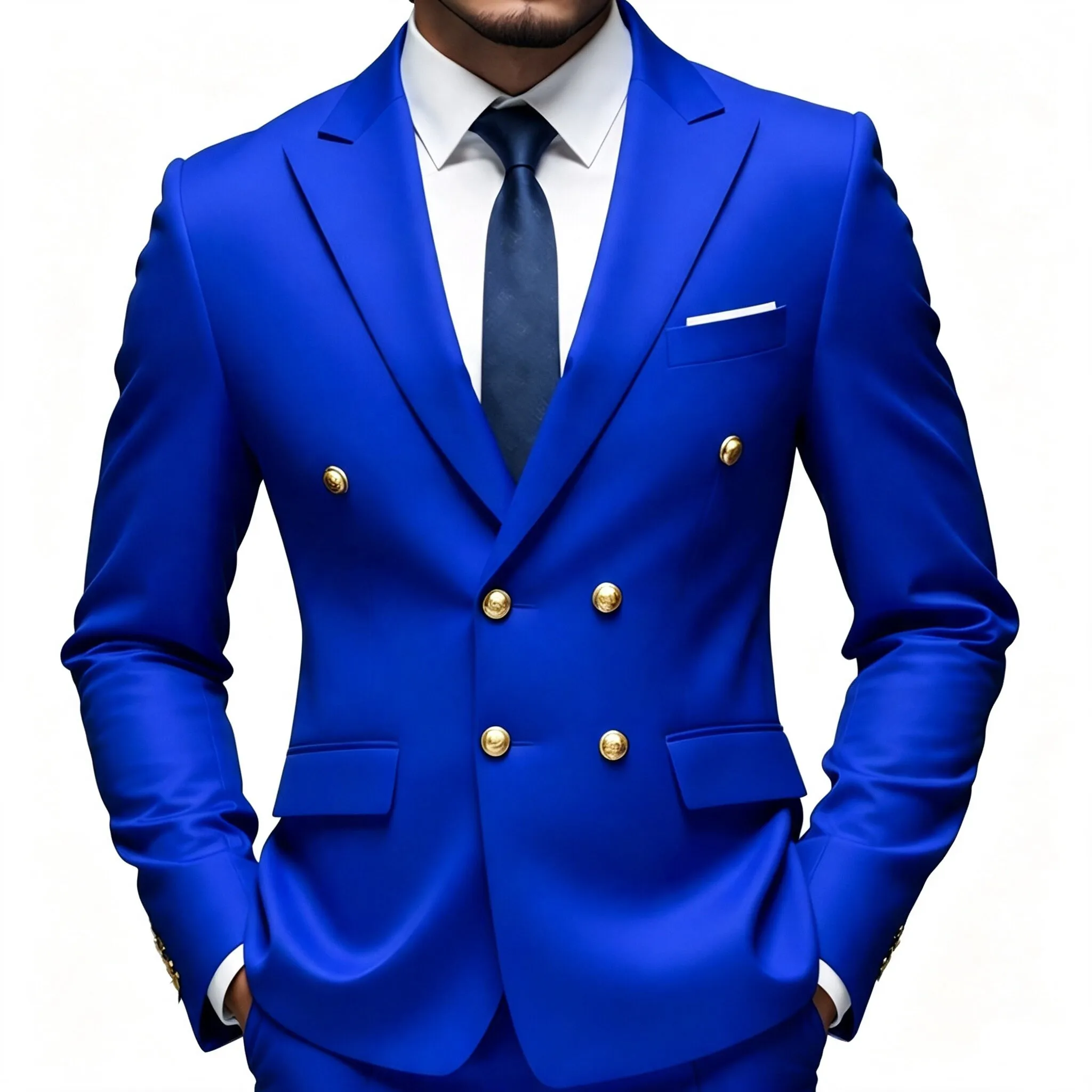 Business-Herrenanzug, Doppelreihiger Mantel, Jacke, Blazer, Smoking, Maßgeschneidert, Spitzrevers, Nur Jacke – Detail 6
