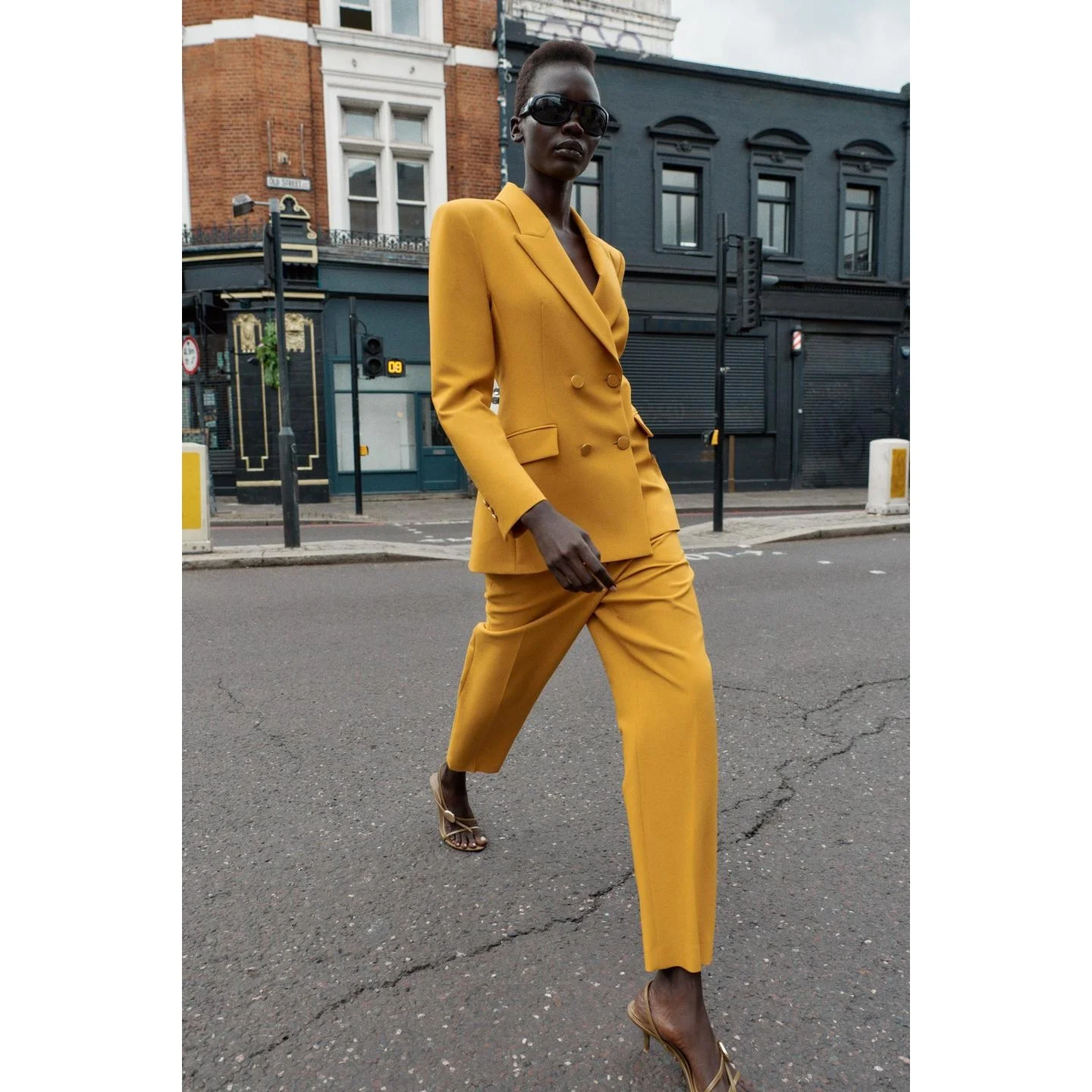 

oulder Pad Double Breasted Slim Fit High Waist Pants Suit Outerwear Commute Sle Women's Faion Autumn Arrival