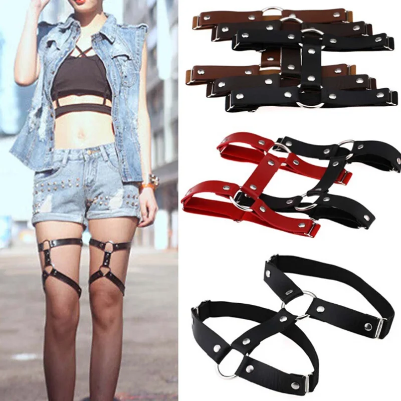 Leather Garter Belt Women Punk Leather Garters Leg Ring Harness Harajuku Sexy