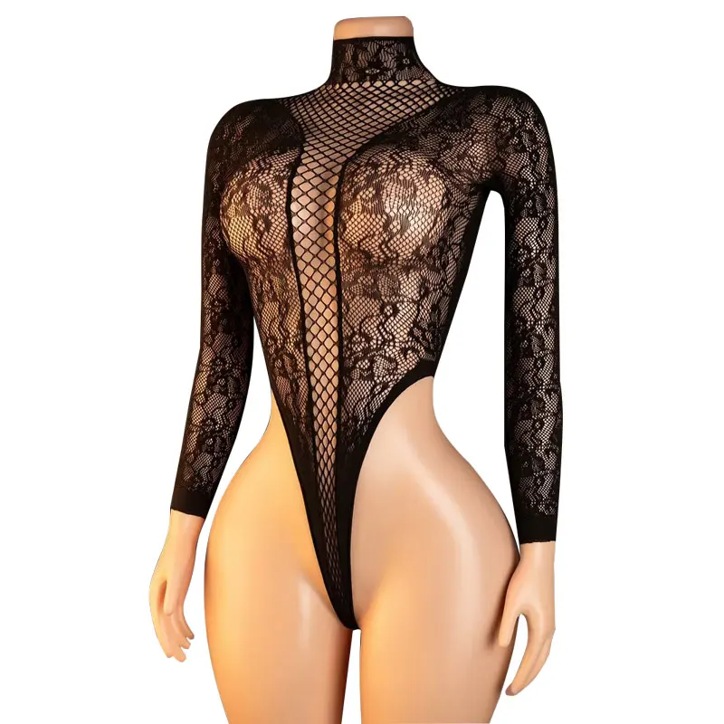 

Эротическое женское боди с длинными рукавами, без спинки, из эластичного материала, сексуальное белье-чулки, облегающее боди-чулки на все тело