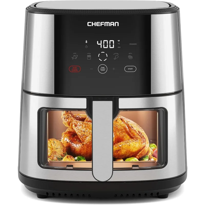 8 Qt Air Fryer with Viewing Window, One-Touch Digital Control with 4 Presets, Nonstick & Dishwasher Safe, Auto-Shutoff