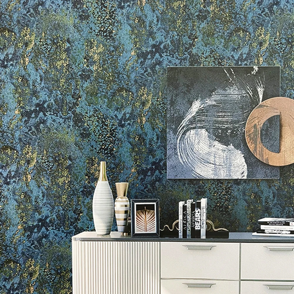 

Retro Nostalgic Industrial Style Wallpaper Bar Restaurant Cement Gray PVC Waterproof Vinyl Mottled Wall Paper Rolls Blue Green