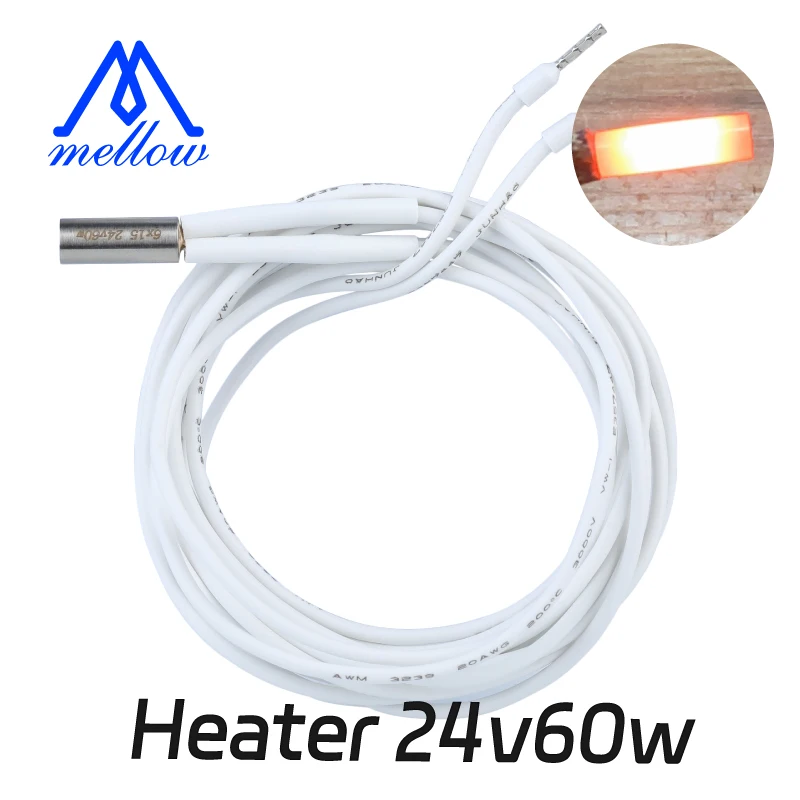 

1 шт. 60 Вт 6*15 мм 24 в керамический картридж нагревательная трубка для 3D-принтера E3DV6 J-Head / Phaetus Dragon HotEnd