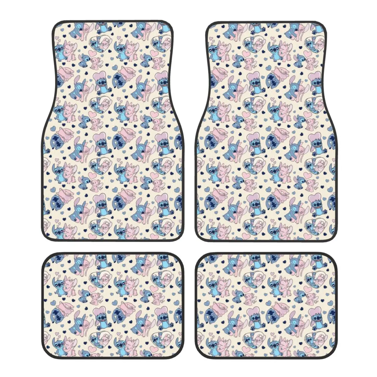 

Stitch And Angel Love Floor Mats for Cars All-Weather Anti-Slip Floor Mats Liner Full Set Car Accessories