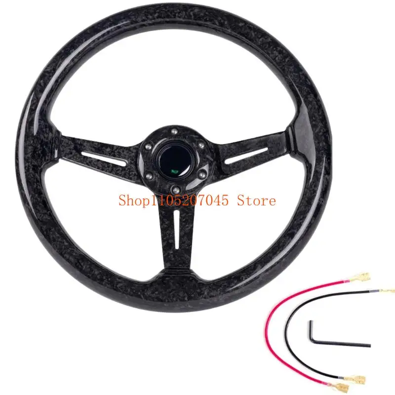 37cd Universal 14 Inch Forging Carbon Fiber Steering Wheel Suitable For Vehicle With Aluminum Alloy Spokes Smooth Grip