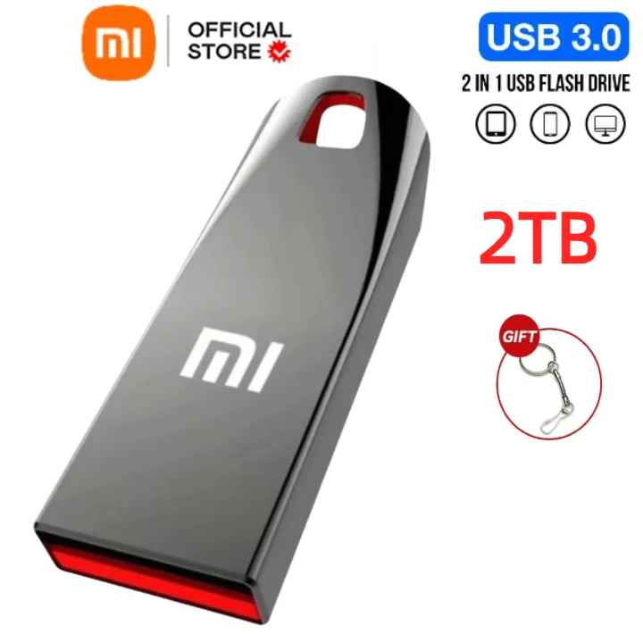 Xiaomi 2TB Flash Drives 3.0 Metal High Speed Pendrive 1TB 512GB Przenośny dysk Wodoodporny Memoria USB Flash Disk TYPE-C Adapter