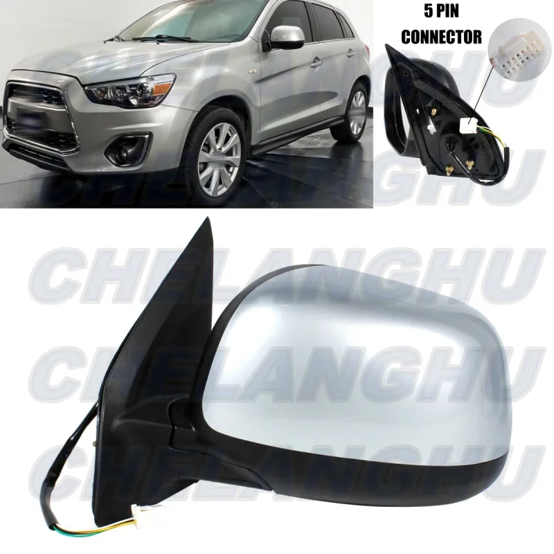 

For Mitsubishi Outlander ASX 2010 2011 2012 Left Side 5 Pins Silver Gray Painted Heated Power Adjust Mirror Assembly