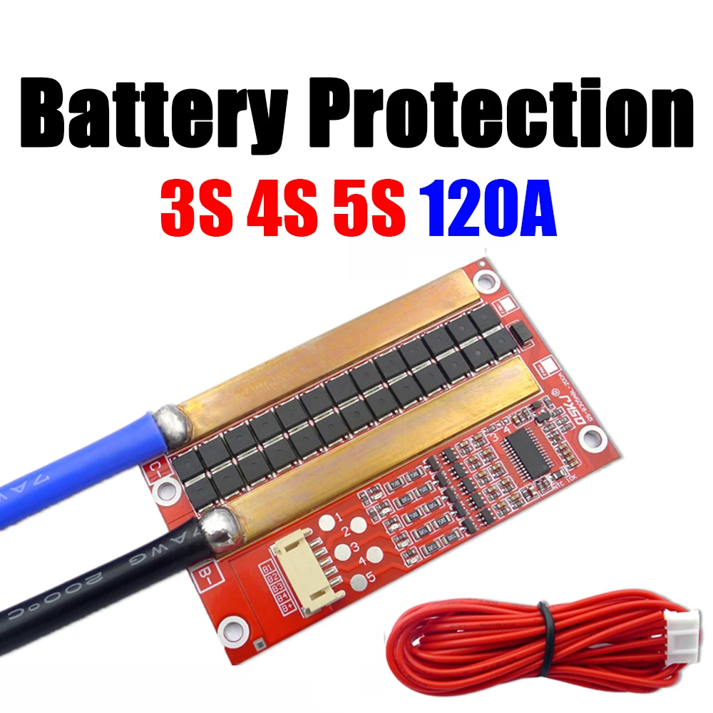 

3S 4S 5S 12V 120A 12V Battery Protection Board Li-ion LifePo4 Lithium BMS Balance Charging High Current Inverter Car Start UPS