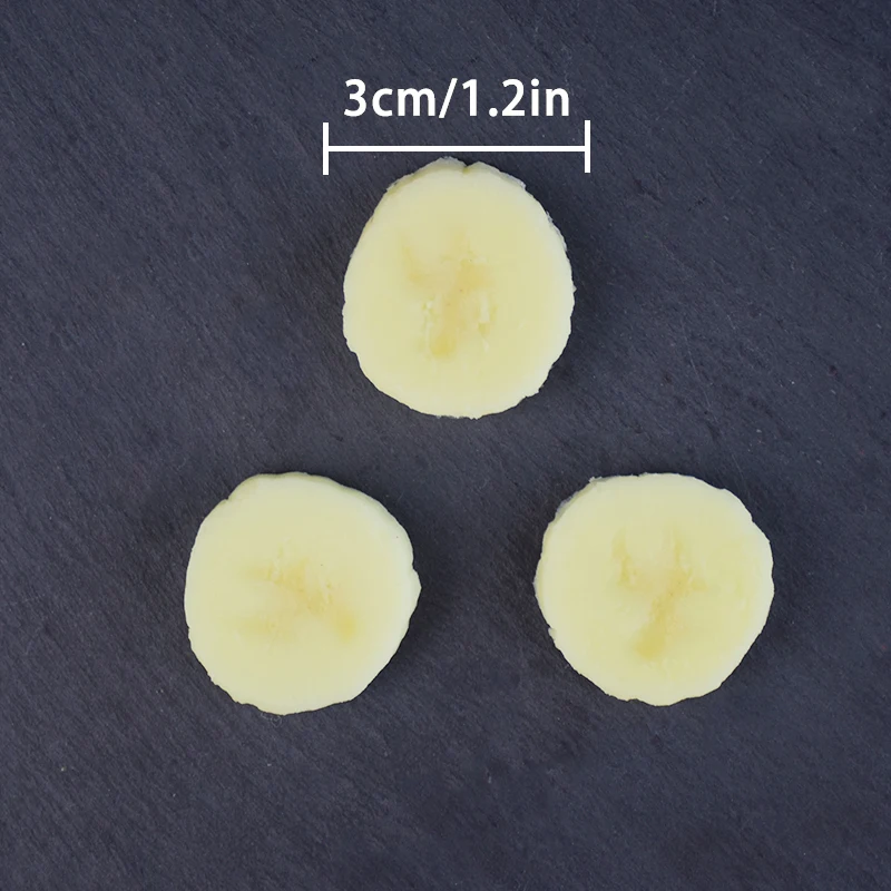 6/20 Stück Realistische Simulierte Bananenscheiben Künstliche Früchte Fake Food für DIY Slime Zubehör Bastelbedarf Harz-Charms Requisiten Heim-Sets – Detail 8