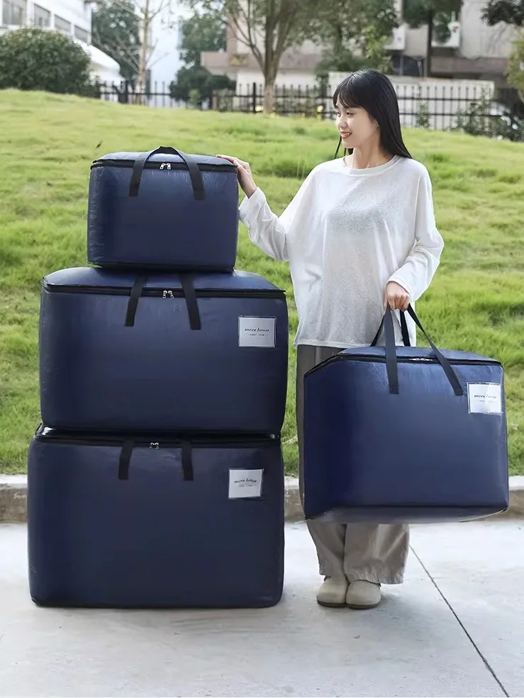 

Вместительная сумка для хранения из оксфордской ткани для переезда, для одежды и комплектов одеял, прочная хлопковая сумка для одеял, пыле- и водонепроницаемая.