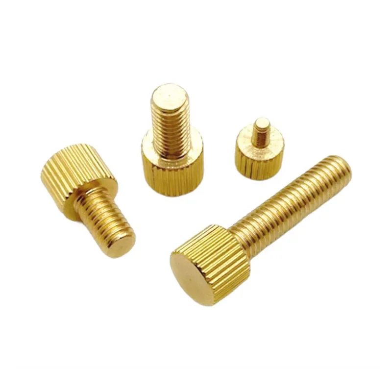 2PCS Brass Single Head Hand Screw M3 M4 M5 M6 Hand Tighten Knurled Screws Decoration Screw