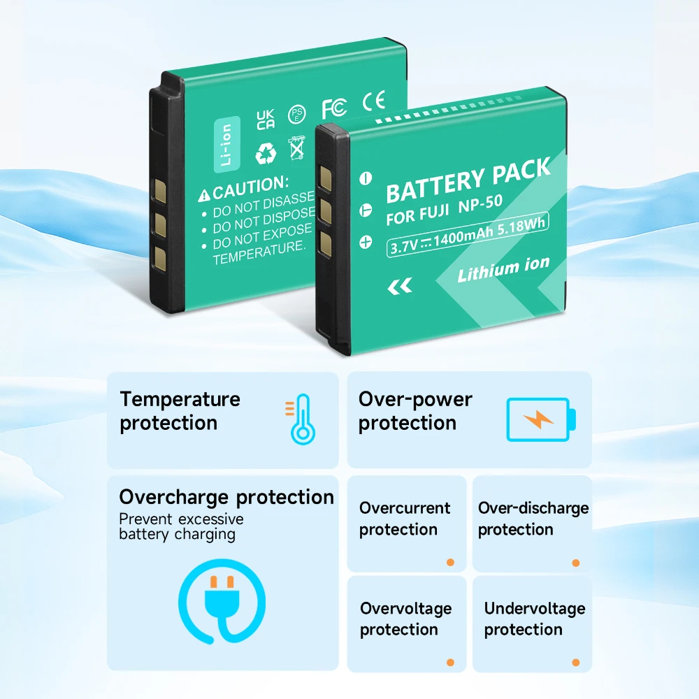 Baterai NP-50 Np 50 untuk Baterai Kamera Fujifilm + Pengisi Daya Cepat LED untuk XF1 X10 X20 FinePix XP100 FinePix REAL 3D W3