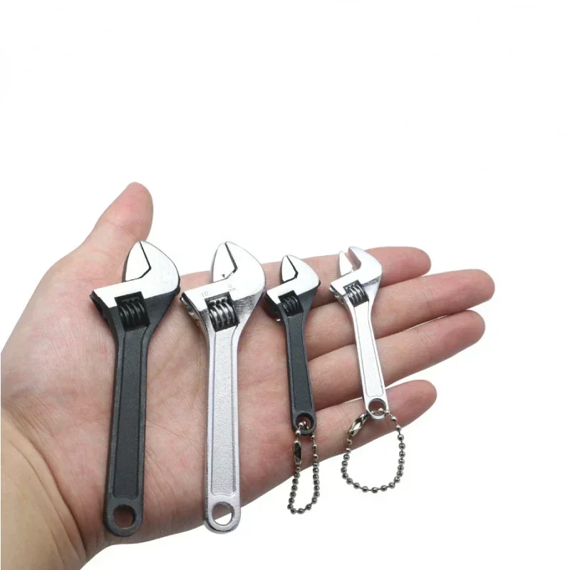 

4pc Mini Monkey Wrench Universal Steel 4-Inch Wrenches Keychain Portable Tool Short Shank Shifting Spanner Key Ring Hand Tools