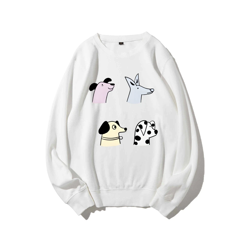 Cartoon Cute minimalist Style Sweatshirt Diverse Puppies Retro Vintage Graphic Hoodies Y2K Unisex  Versatile Stylish Pullover
