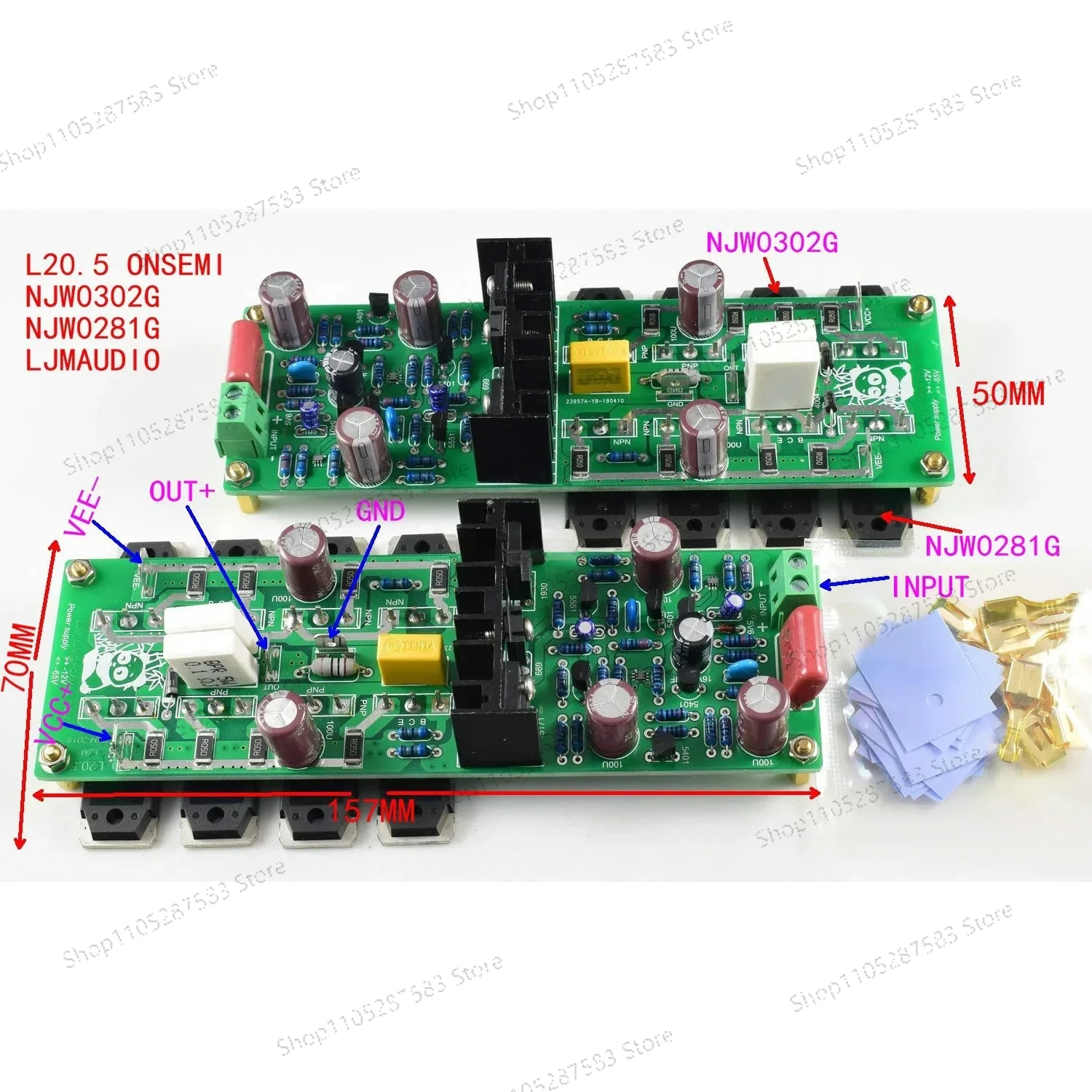 2PCS L20.5 Dual Channels Audio Amplifiers LJM HI-END Ultra-low Distortion Sound Amplifier DIY Kits and finished boards