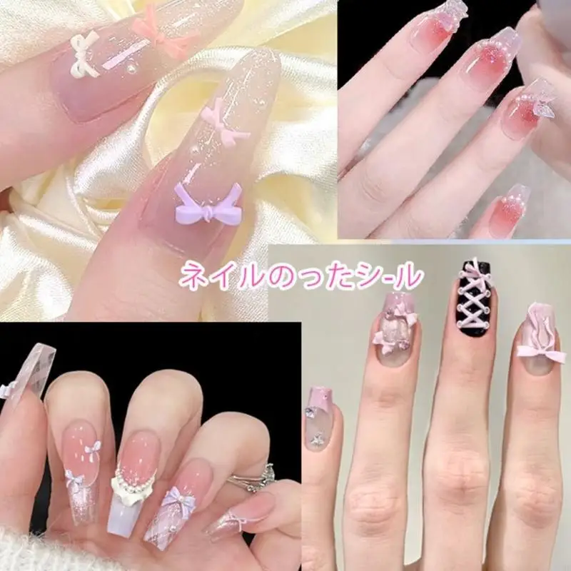 G99Eネイルチャームセット、弓蝶のハートネイルアートチャーム、カラフルなネイルアート用品