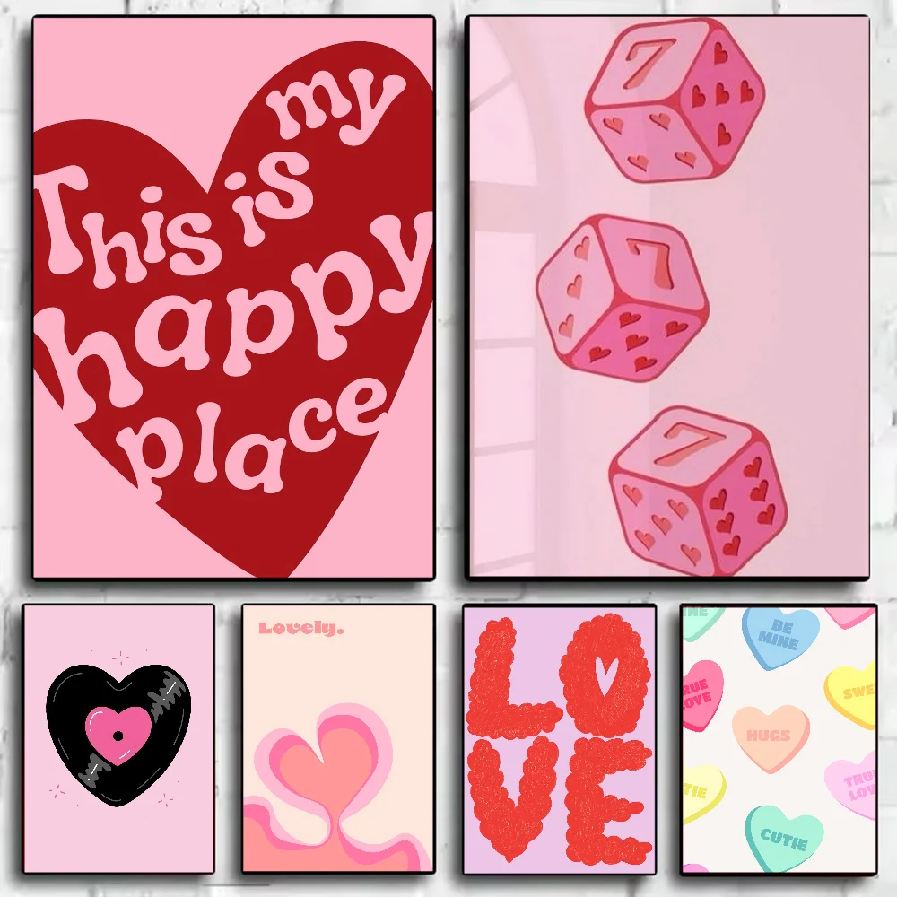 

Abstract art Pink Love Poster HD art sticky wall waterproof home living room bedroom bar aesthetic decoration