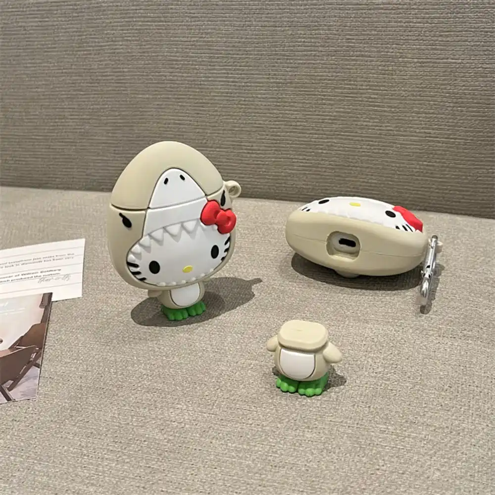 ホット 3D かわいい漫画アニメ役割サメハローキティイヤホンケース AirPods 1 2 3 プロ 2rd ソフト素敵なシリコン保護カバー