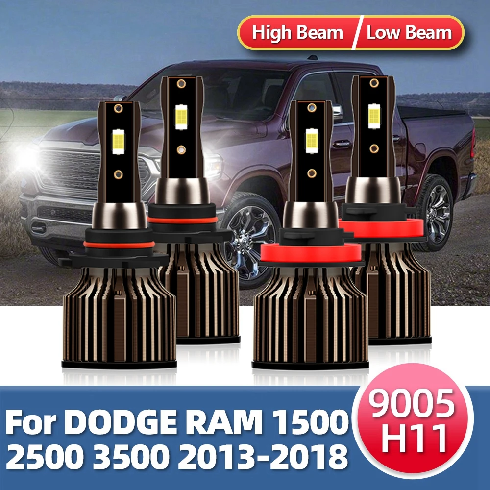 

2/4PC Combo LED Headlight Bulbs High Low Bright CSP Light Front Car Lamp Accessories For Dodge RAM 1500 2500 3500 2013 2014-2018