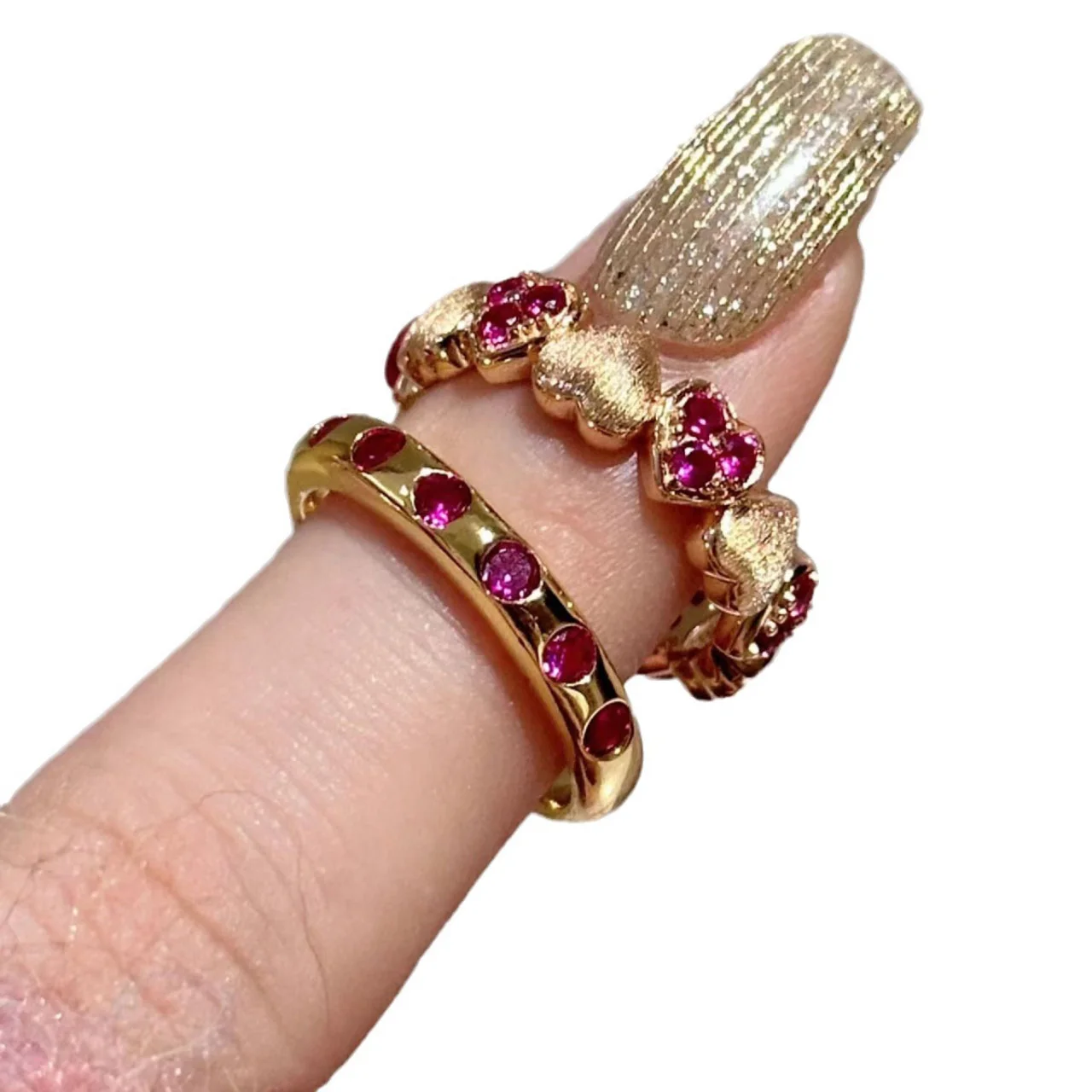 Zoete stijl retro geborstelde hartvormige ringen voor vrouwen nieuw in lichte luxe robijn verlovingsring sieraden cadeau-accessoire