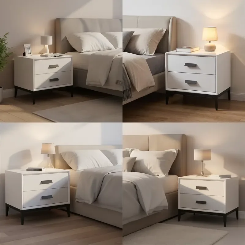 Modern Simple Sturdy Solid Wood Nightstand Bedside Table with 2 Drawers Contemporary Storage Cabinet for Bedroom New House