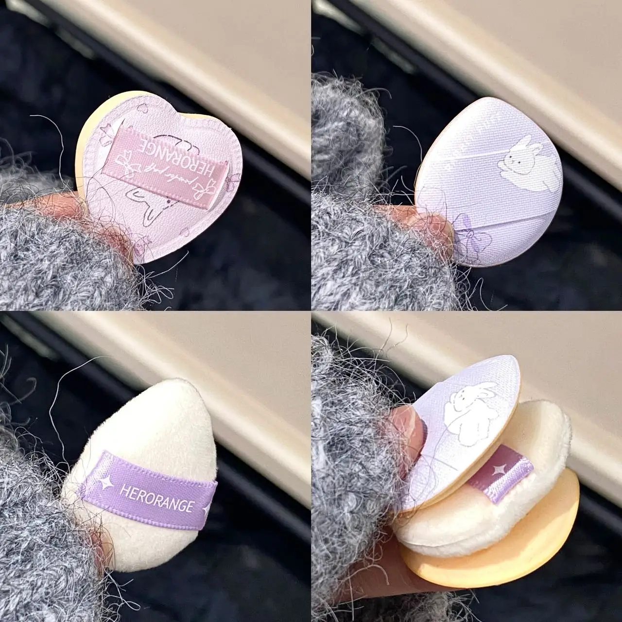 Herorange Mini Thumb Puff Flexible Edges Fit Facial Details Lint Free Soft Makeup Puff for Daily Use