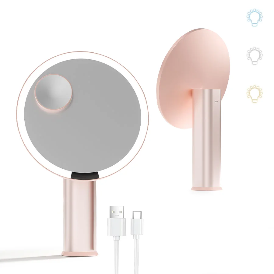 3-color Light Source Intelligent Makeup Mirror With LED Lights - Luxurious Lighted Desktop Makeup Stand Mirror