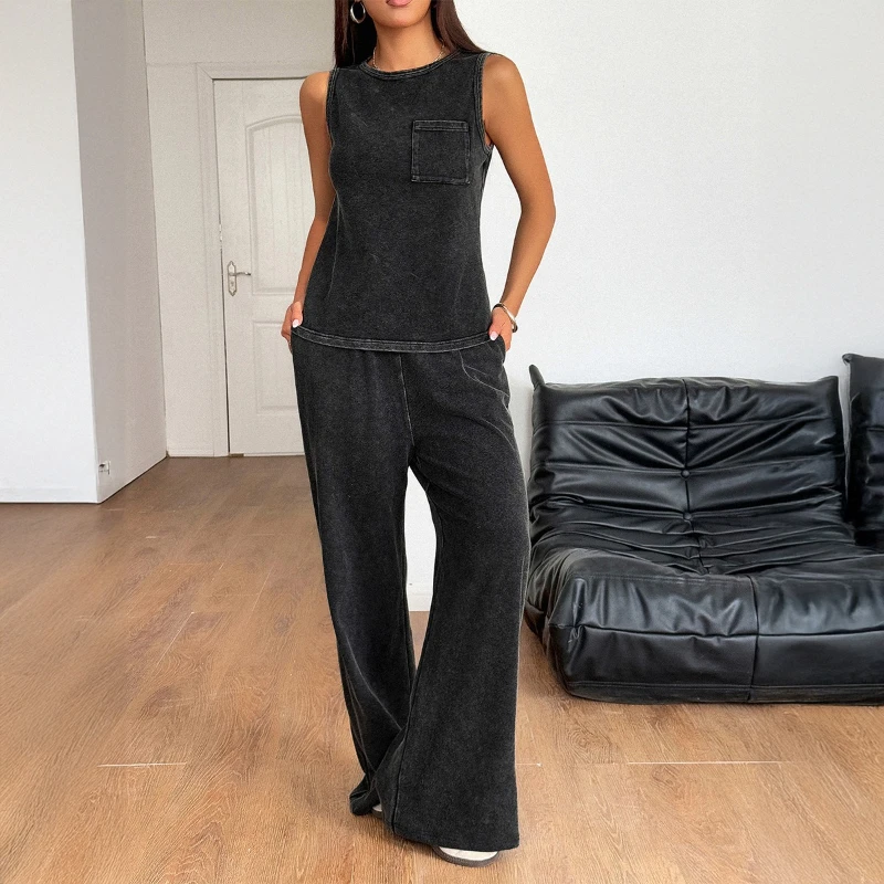 Lente/zomer 2025, sport- en vrijetijds-T-shirt, rechte broek, damespak