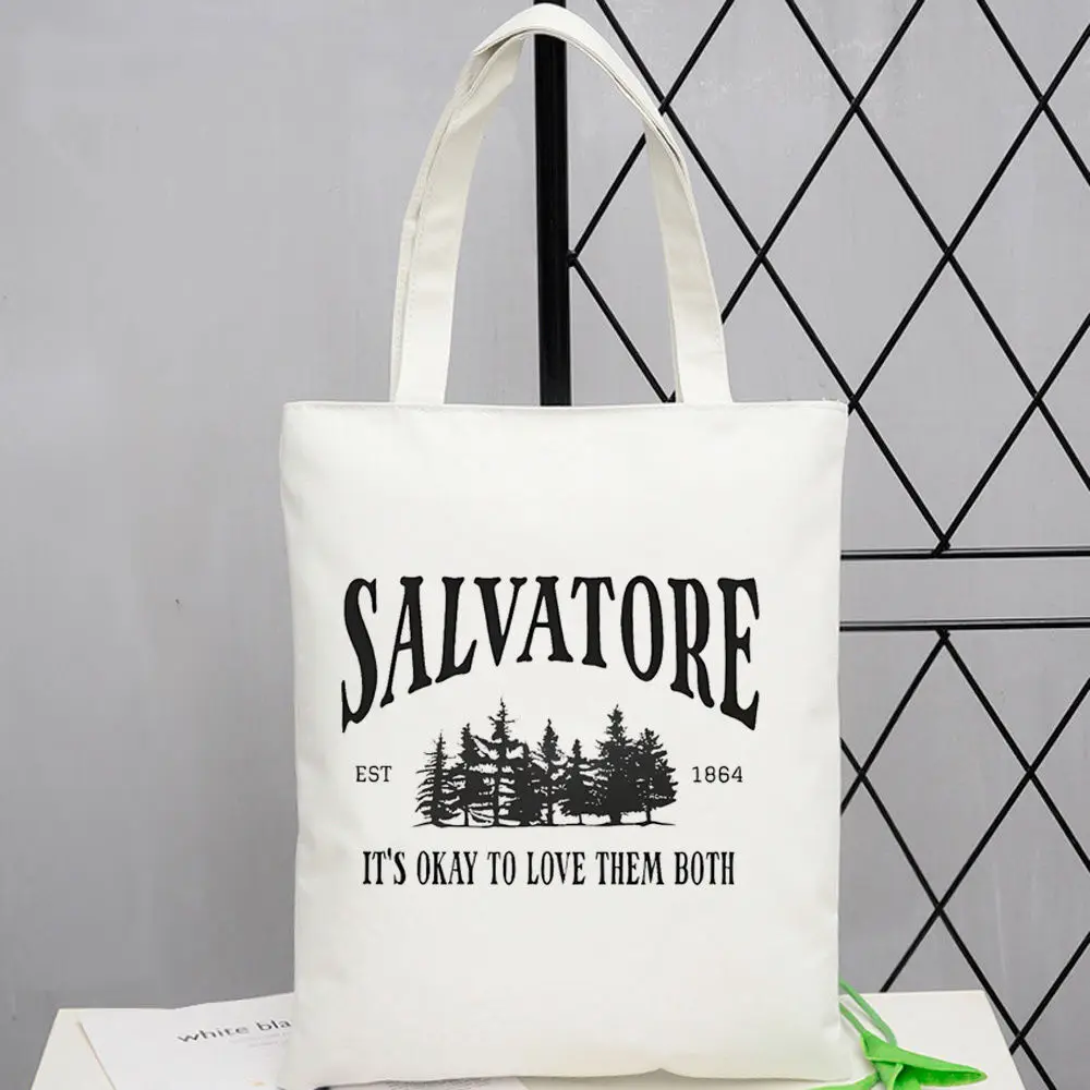 the Vampire Diaries Canvas Tote Bags Daily Use Art Supplies Insulated Durable Shopping Bag Sustainable Insulated Handmade