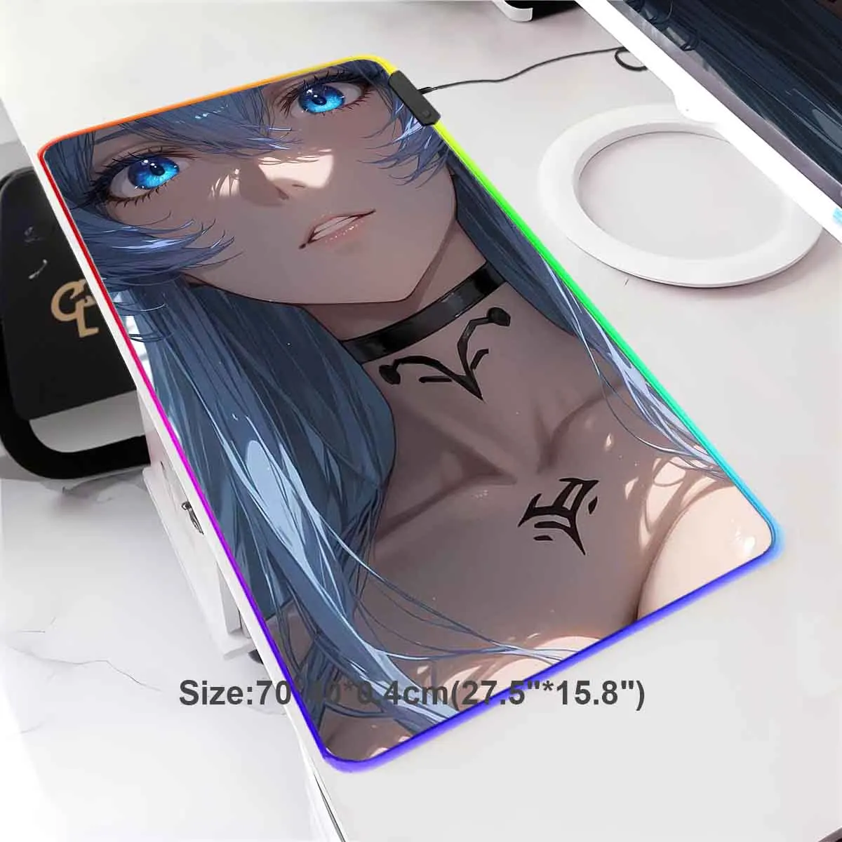 

Akame Ga Kill! Esdeath аниме Waifu RGB коврик для мыши с подсветкой коврик для мыши светодиодный большой коврик для мыши нескользящий коврик для мыши геймерская клавиатура коврик для мыши