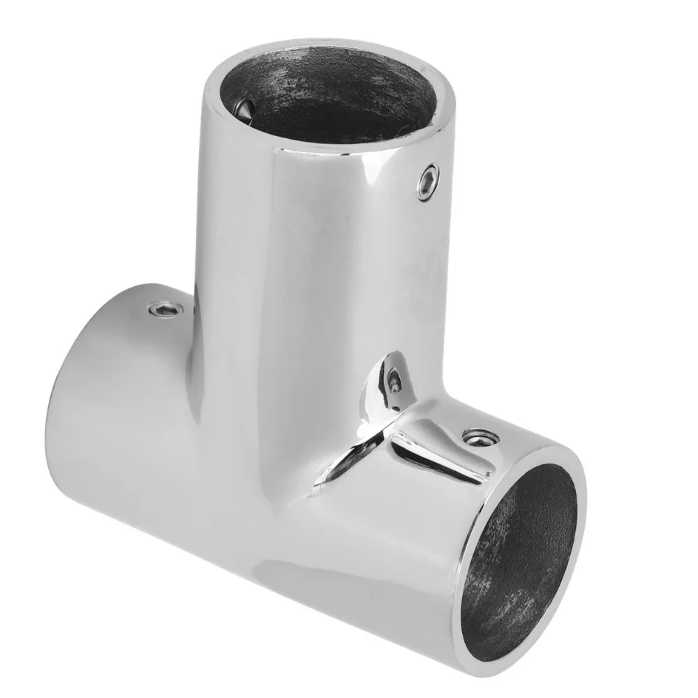 

316 Stainless Steel Boat Handrail Tee Polished Marine Grade Pipe Connector 90 Degree Deck Hand Tee